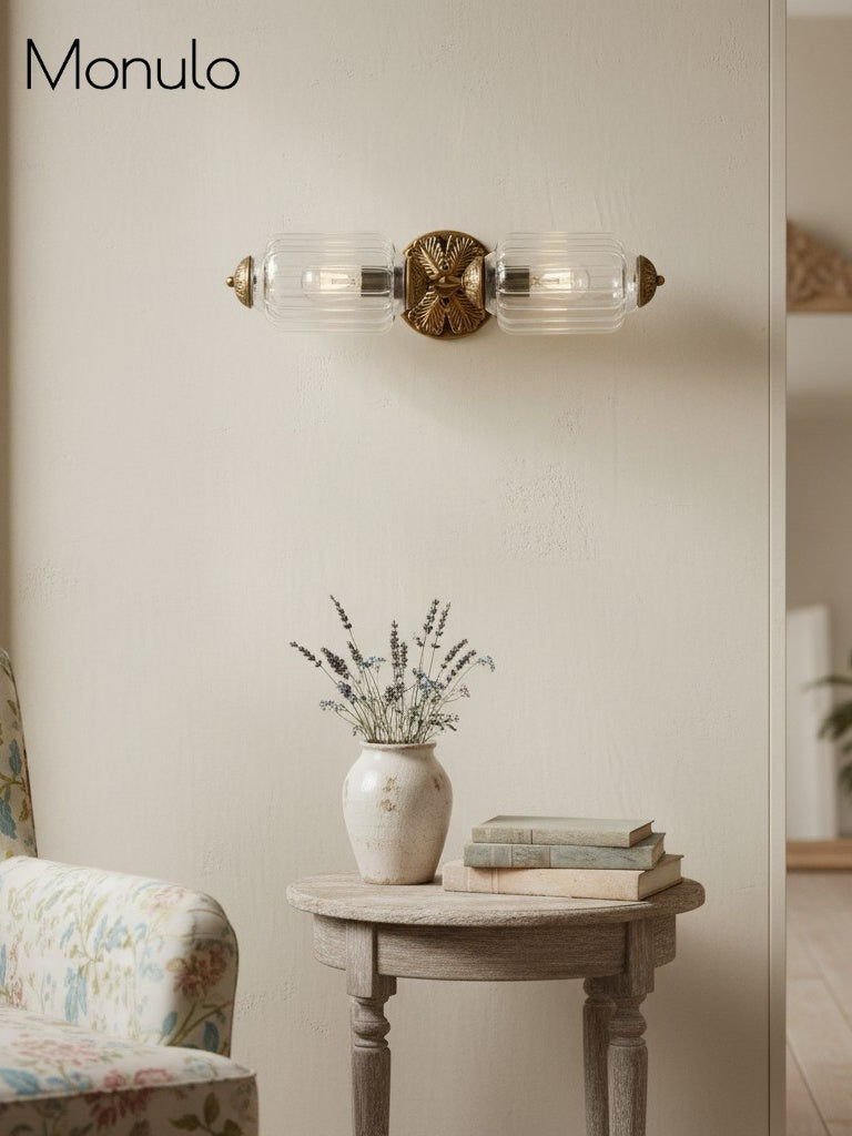 American Vintage Glas Laterne Geformt Horizontal Eloise Wandlampe