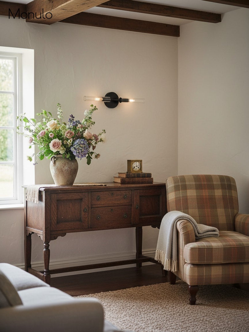 Ribbed Glass Sconce – Double Wall Sconce for Bathroom Vanity Lighting