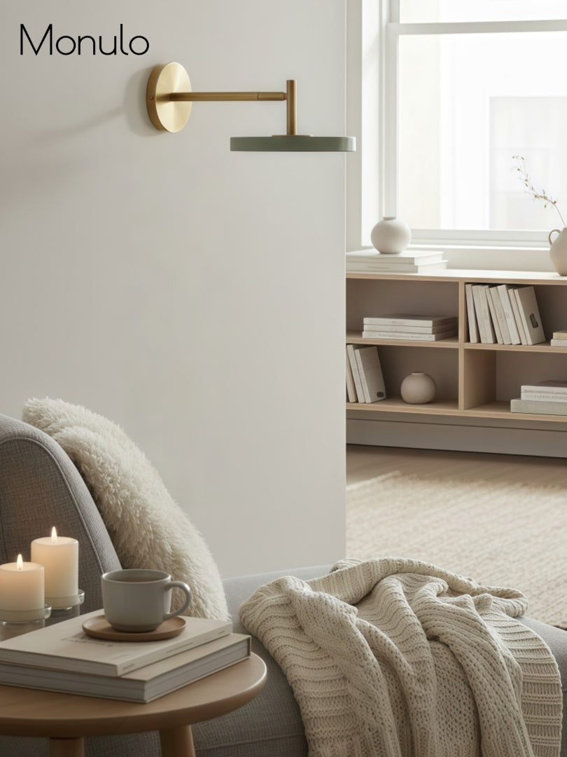 Aplique de pared metálico monocromático escandinavo: iluminación para la decoración del dormitorio