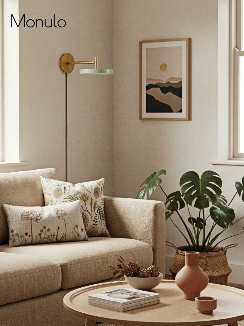 Aplique de pared metálico monocromático escandinavo: iluminación para la decoración del dormitorio