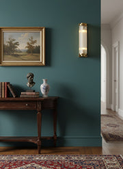 Fluted Wall Sconce – Ribbed Glass Light with Brass and Glass Wall Lamp