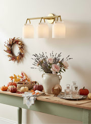 Hanton Modern 3-Light Wall Sconce – Milk Glass Fixture for Bathroom, Hallway, and Living Spaces