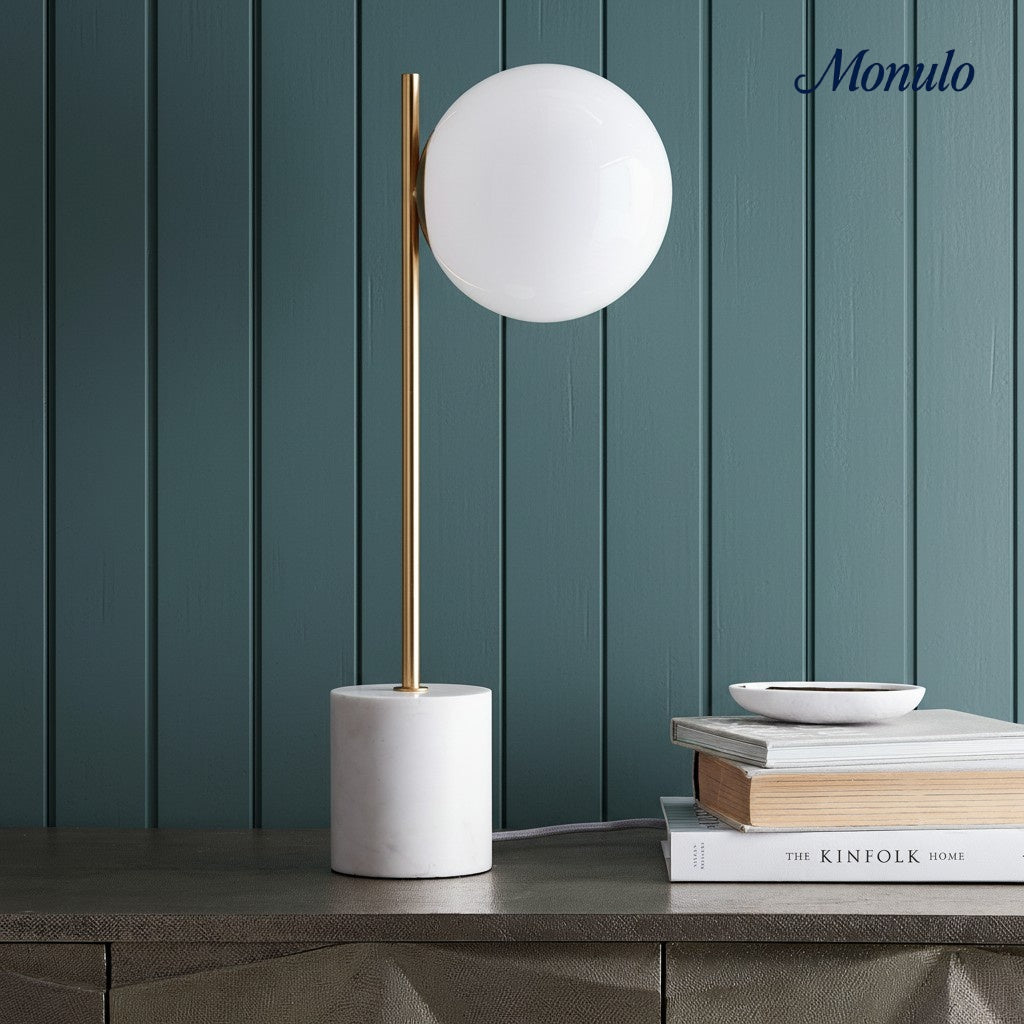 Alessora Marmor & Metall Minimalistische Tischlampe – Moderner Schreibtisch- oder Nachttischlampe