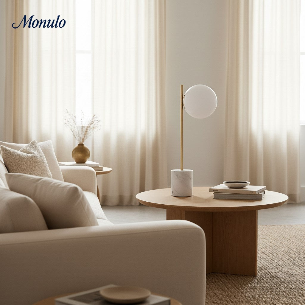 Alessora Marmor & Metall Minimalistische Tischlampe – Moderner Schreibtisch- oder Nachttischlampe