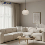 Load image into Gallery viewer, Pelviona Ribbed Glass Pendant Light – Modern Ceiling Fixture for Dining or Bedroom
