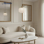 Load image into Gallery viewer, Pelviona Ribbed Glass Pendant Light – Modern Ceiling Fixture for Dining or Bedroom
