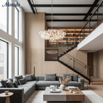 Bild in Gallery-Viewer laden, Bravira Strukturierter Klarer Glas Ovaler Kronleuchter – Zeitgenössische Deckenleuchte mit Messing-Finish für Diele &amp; Kücheninsel
