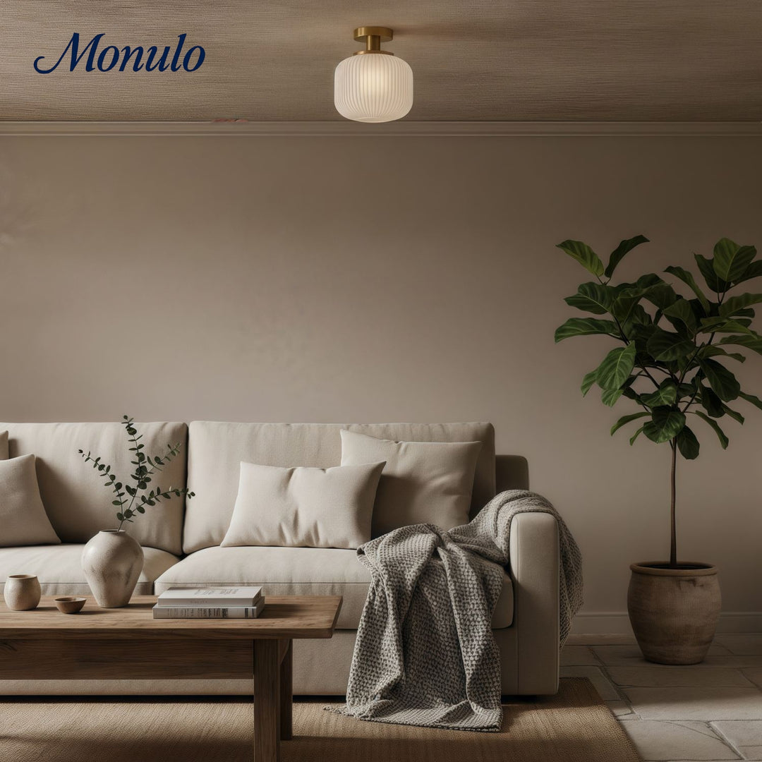 Pelviona Ribbed Glass Pendant Light – Modern Ceiling Fixture for Dining or Bedroom