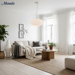 Cargar imagen en el visor de la Galería, Lámpara colgante minimalista Lumivelle de cristal opalino: luz colgante de altura ajustable para cocina y comedor.