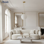 Cargar imagen en el visor de la Galería, Lámpara colgante minimalista Lumivelle de cristal opalino: luz colgante de altura ajustable para cocina y comedor.