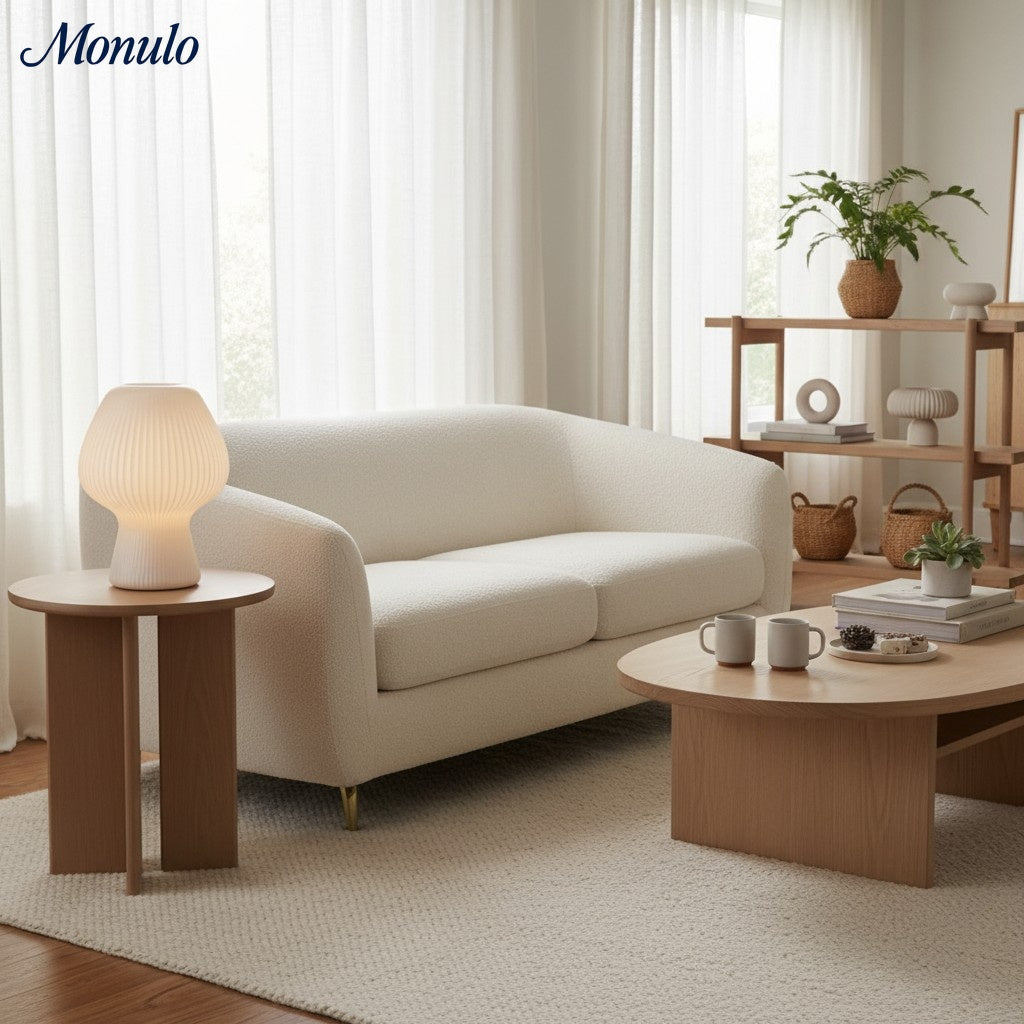 Rivrona Ribbed Glass Texture Modern Table Lamp – Designer Accent Lighting for Bedroom & Living Room