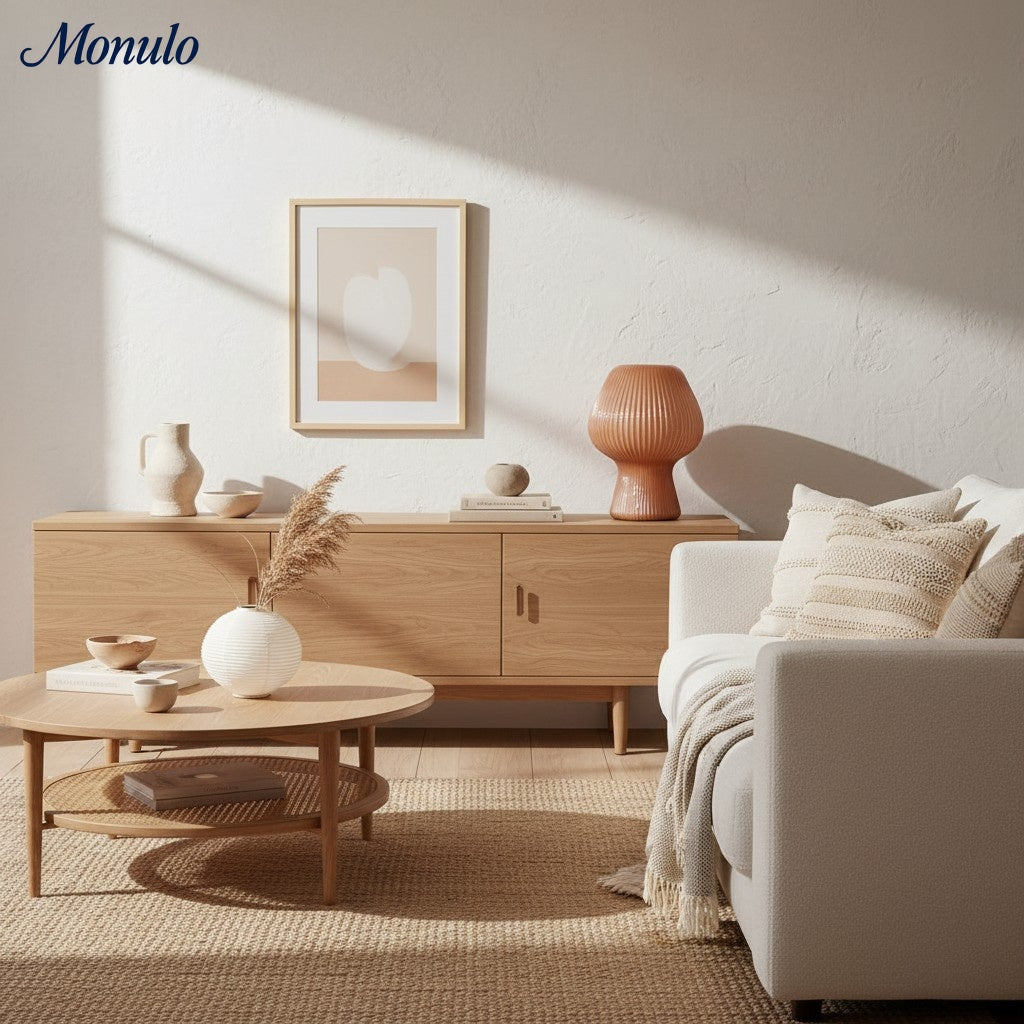 Rivrona Ribbed Glass Texture Modern Table Lamp – Designer Accent Lighting for Bedroom & Living Room