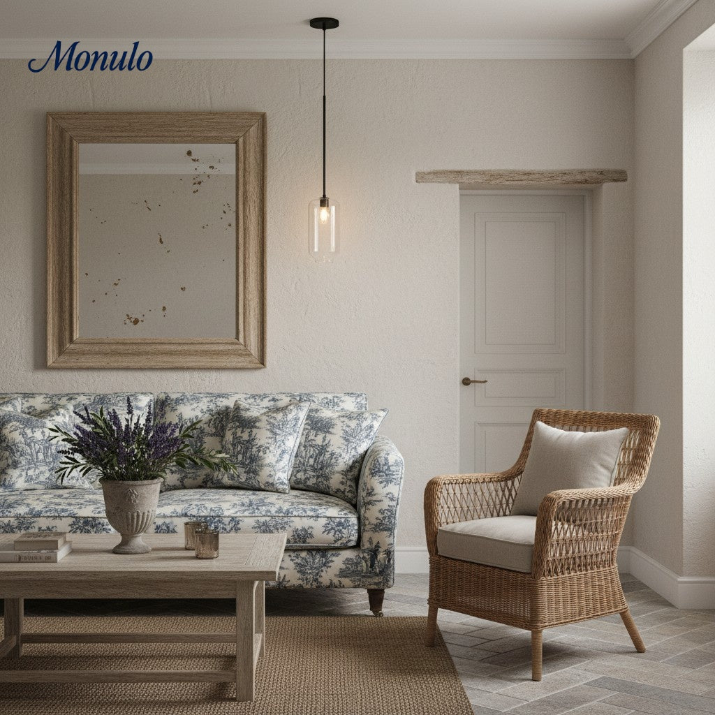 Lámpara colgante Lumivelle con pantalla de cristal escultórica: lámpara moderna para cocina y comedor.