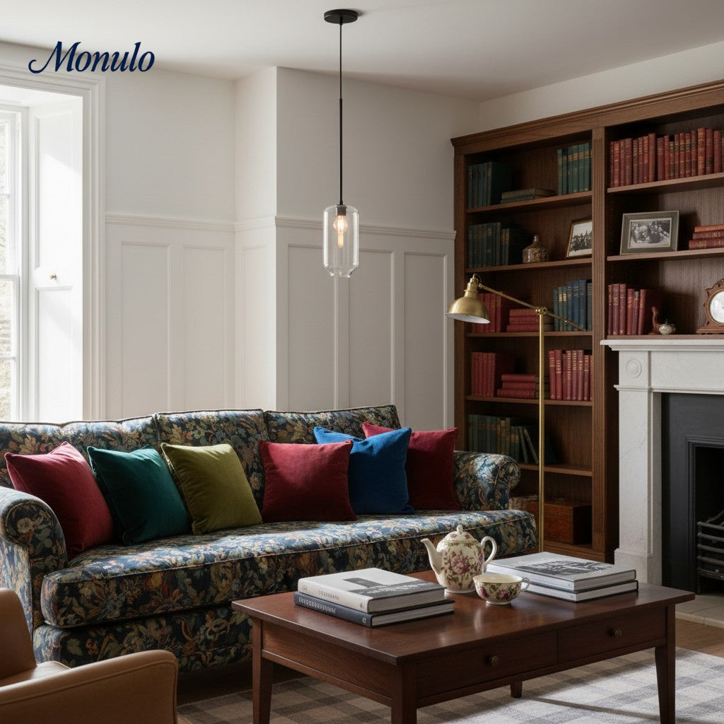 Lámpara colgante Lumivelle con pantalla de cristal escultórica: lámpara moderna para cocina y comedor.