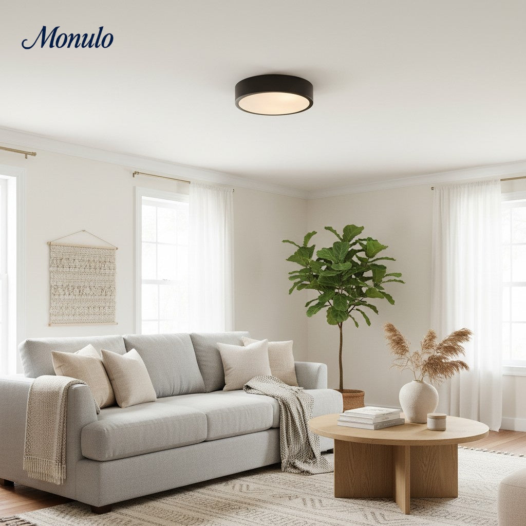 Lámpara de techo difusor redondeado Crelina: elegante plafón minimalista para espacios residenciales.