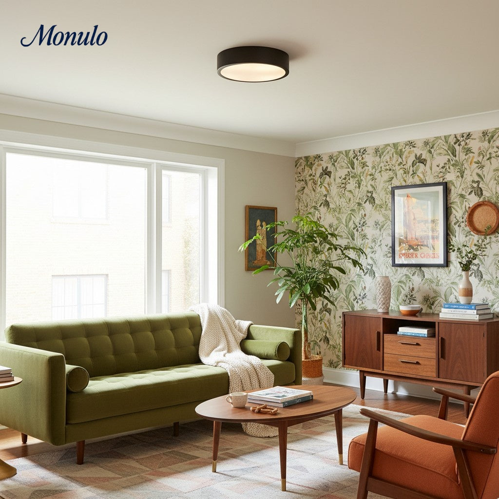 Lámpara de techo difusor redondeado Crelina: elegante plafón minimalista para espacios residenciales.