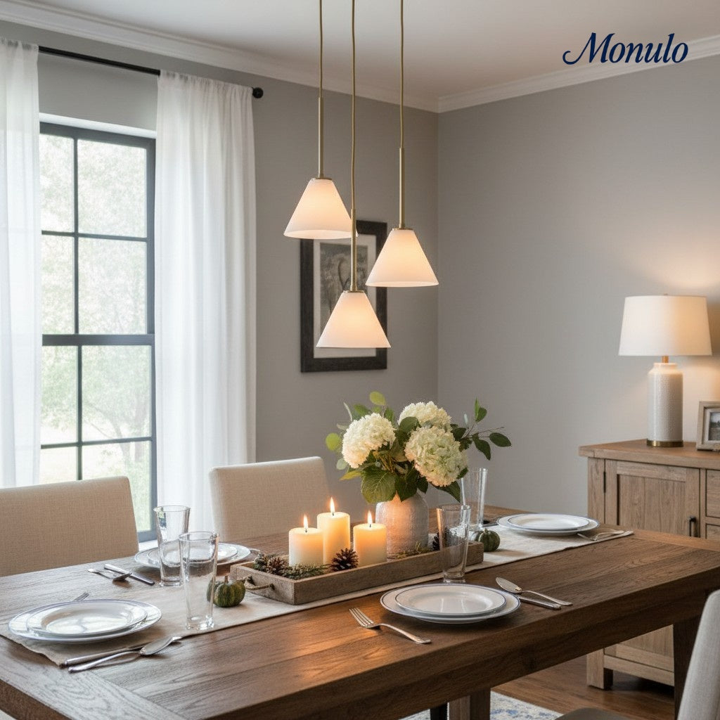 Conica Adjustable Cone Glass Chandelier – Modern Pendant Lighting for Dining Table