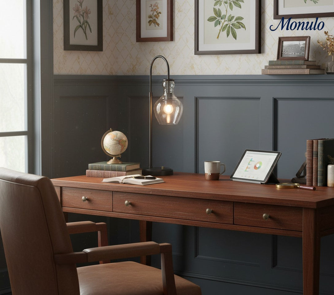 Lawson Minimalist Recycled Glass Desk Lamp – USB Enabled Table Lamp