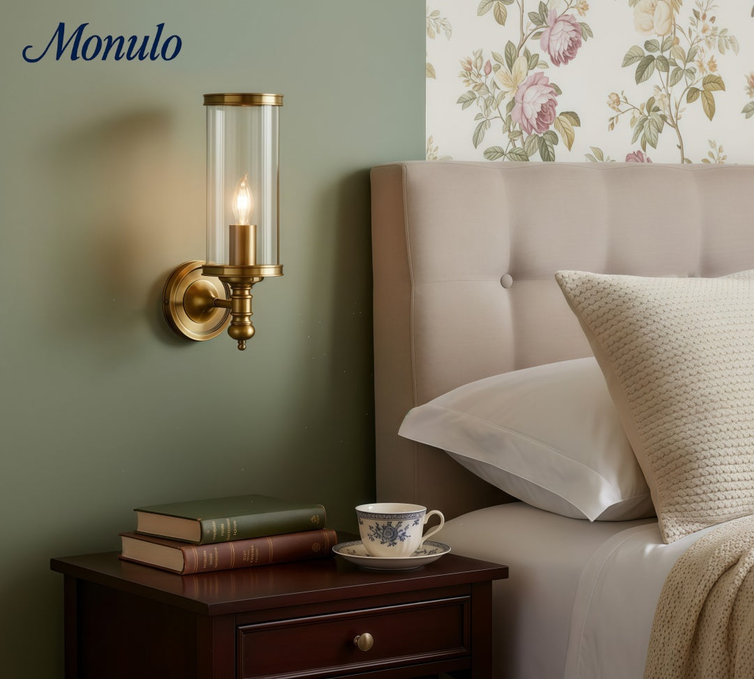 Driscoll Minimalist Zylinder Wandleuchte – Moderner klarer Glasschirm für Schlafzimmer oder Wohnzimmer