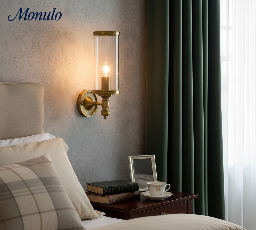 Driscoll Minimalist Zylinder Wandleuchte – Moderner klarer Glasschirm für Schlafzimmer oder Wohnzimmer