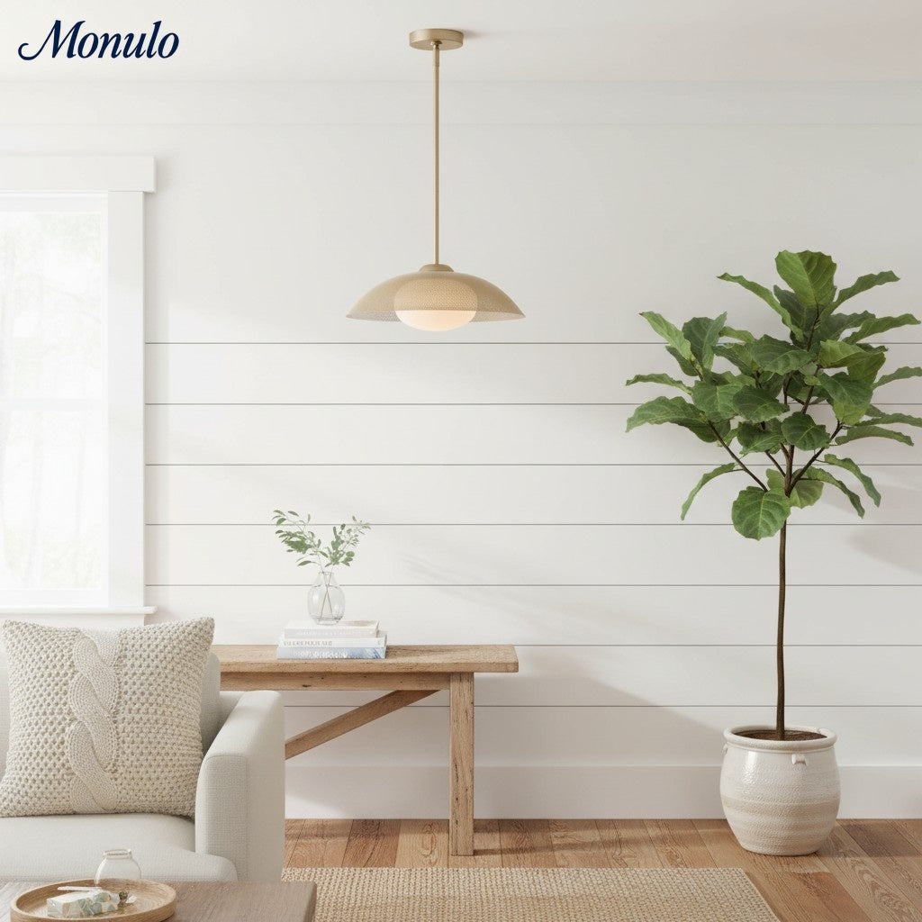 Elorina Pendelleuchte - Perforierter Metallschirm, Champagnerbronze