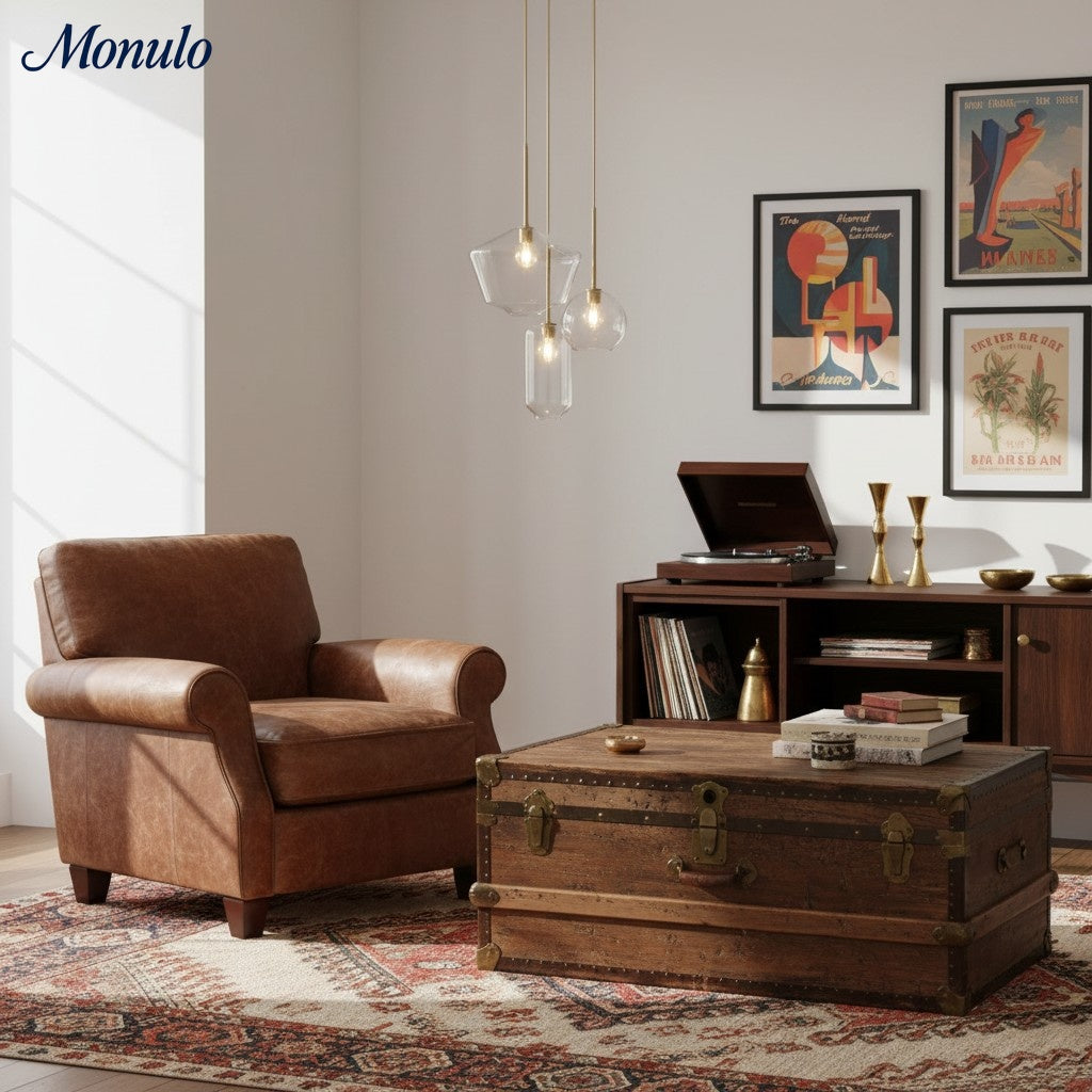 Merin Skulpturale Glas- & Metall-Dreifach-Kronleuchter – Modernes Minimalistisches Esszimmer-Mittelstück