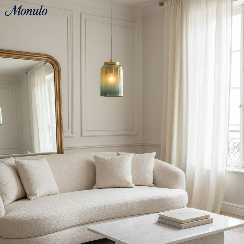 Helvo Mid-Century Inspired Glass Shade Pendant – Stylish Pendant Lighting for Living Area