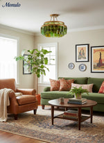 Load image into Gallery viewer, Verdura Glass Cascade Semi-Flush Mount Ceiling Light – Modern Luxury Ambient Fixture for Dining Room
