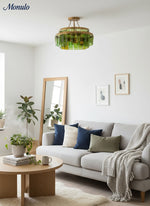 Load image into Gallery viewer, Verdura Glass Cascade Semi-Flush Mount Ceiling Light – Modern Luxury Ambient Fixture for Dining Room
