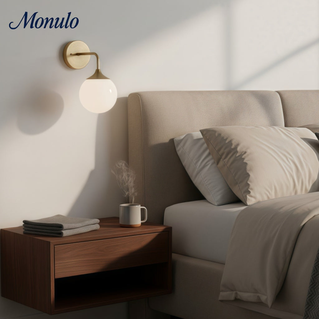 Applique murale moderne Glorica en verre avec globe – Applique élégante avec globe en verre pour chambre ou couloir