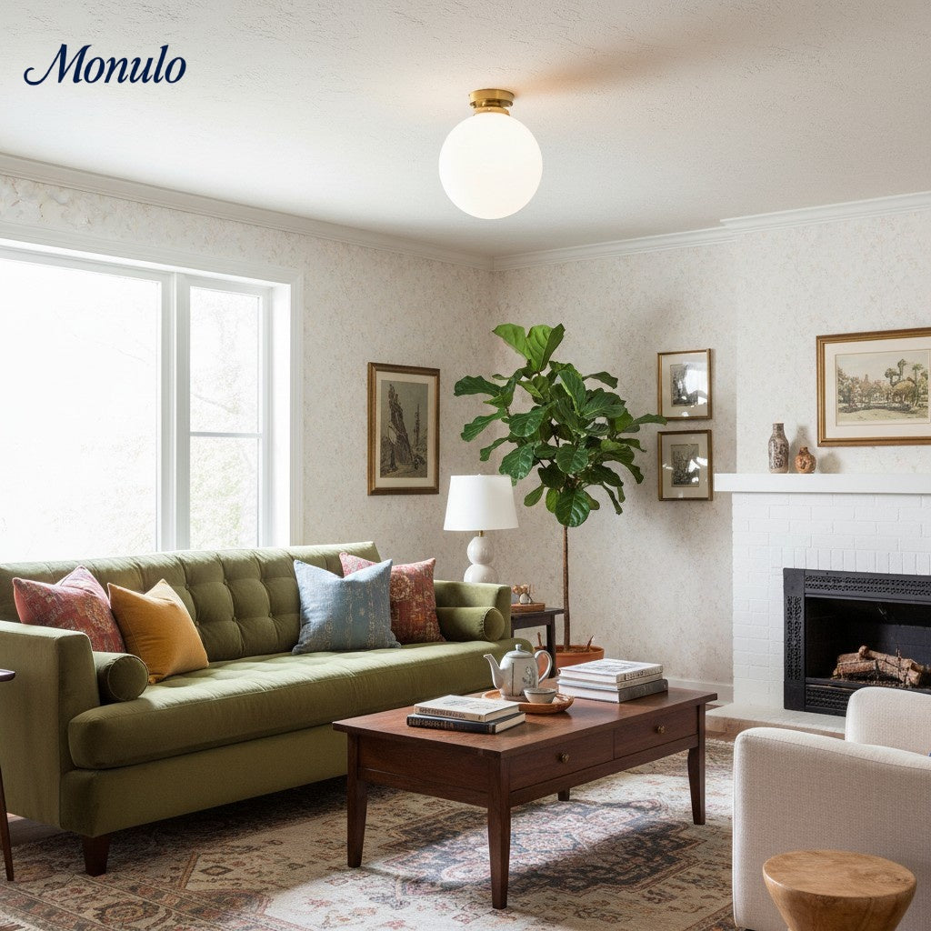 Suspension ou plafonnier Glorica en verre dépoli, orientable, style Art déco – Globe en verre dépoli