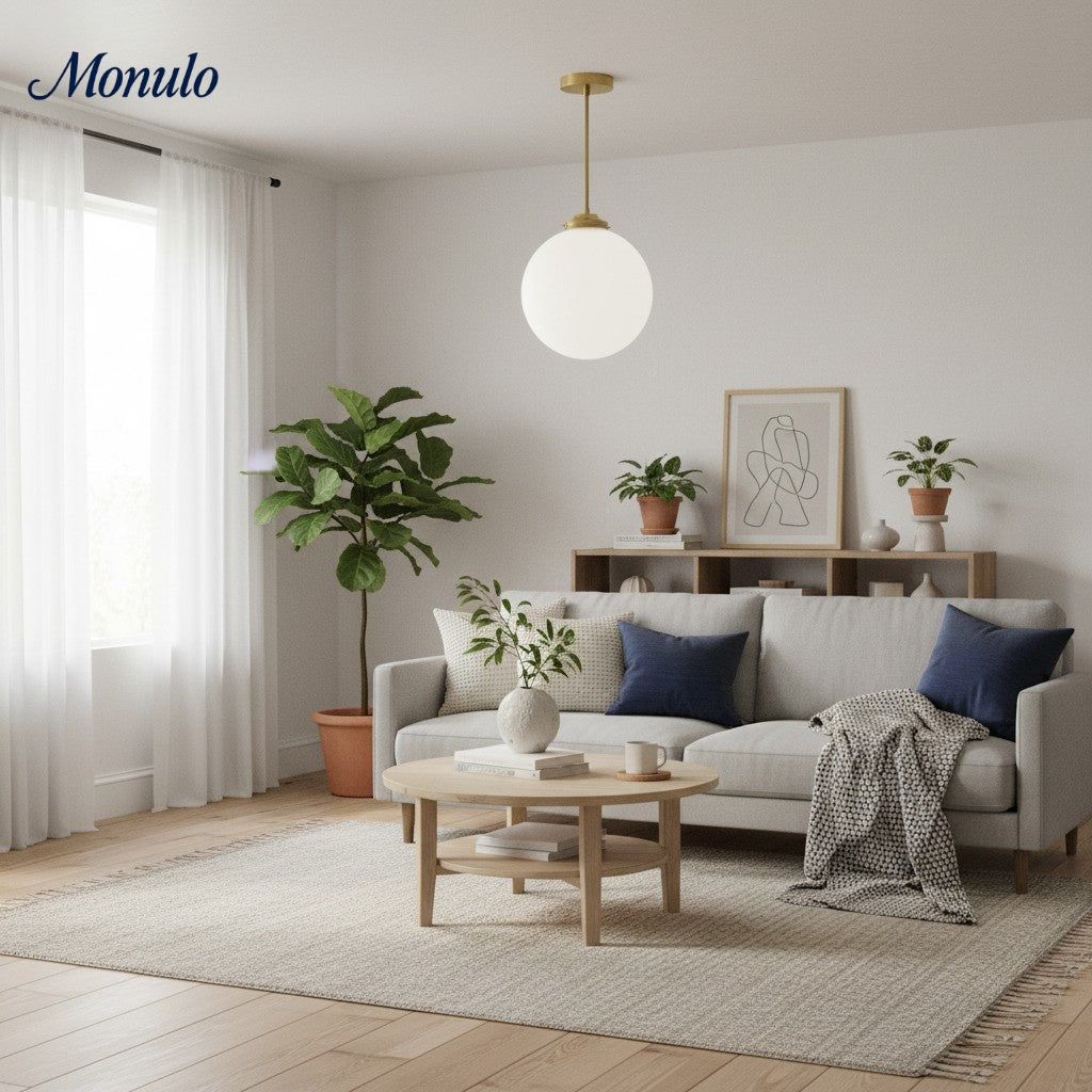 Suspension ou plafonnier Glorica en verre dépoli, orientable, style Art déco – Globe en verre dépoli