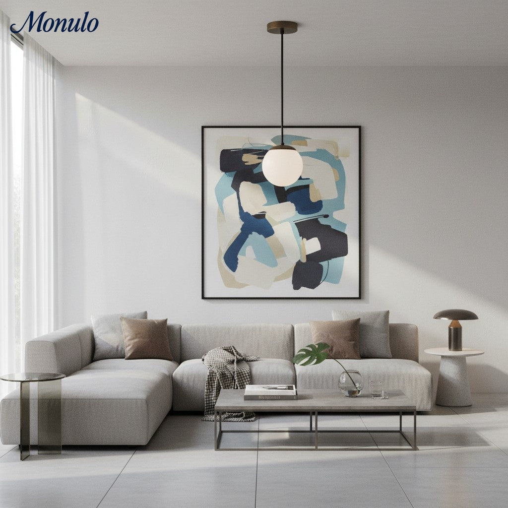 Glorica Glas Runde Kugel Pendelleuchte – Minimalistische Moderne Beleuchtung für Gewerbliche Lounge oder Heimküche