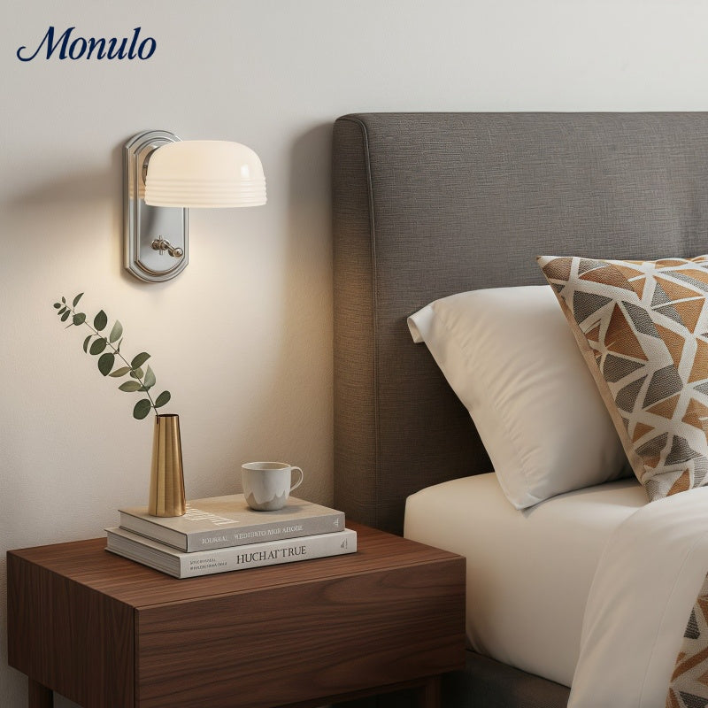 Aplique de pared Crelina moderno de cristal lechoso para dormitorio o sala de estar