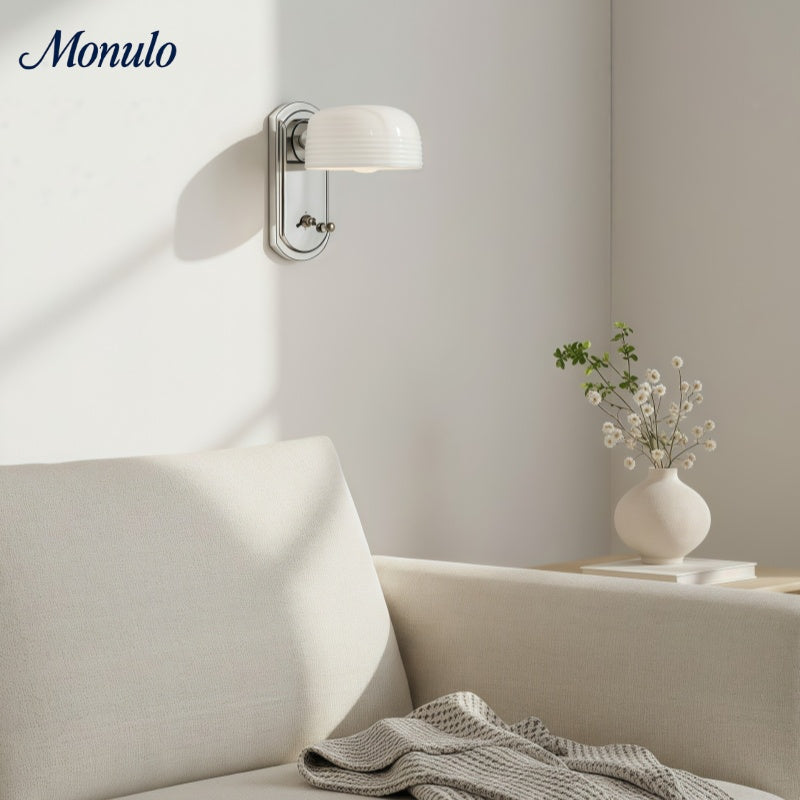 Aplique de pared Crelina moderno de cristal lechoso para dormitorio o sala de estar