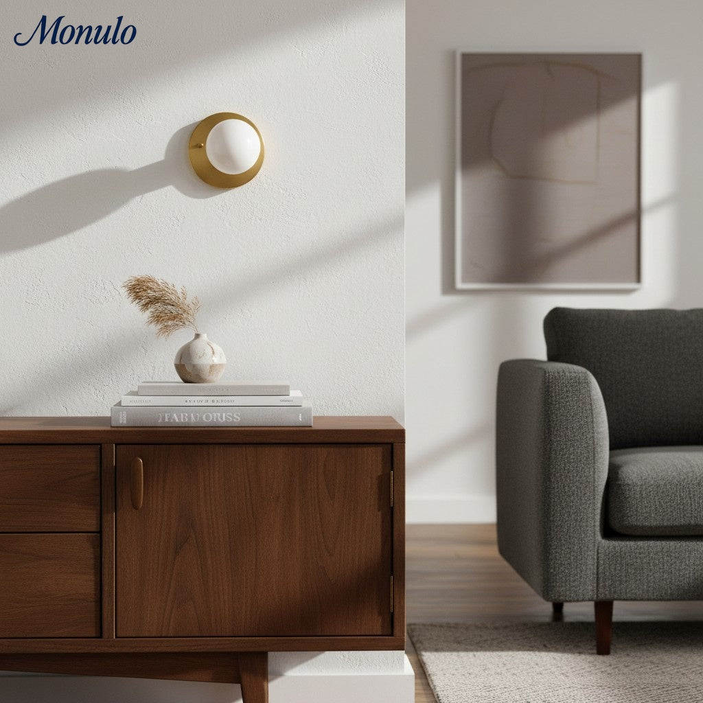 Glorica Glas Industrieller Metallrahmen Wandlampe – Minimalistische große Glühbirnen-Wandlampe für Wohnzimmer