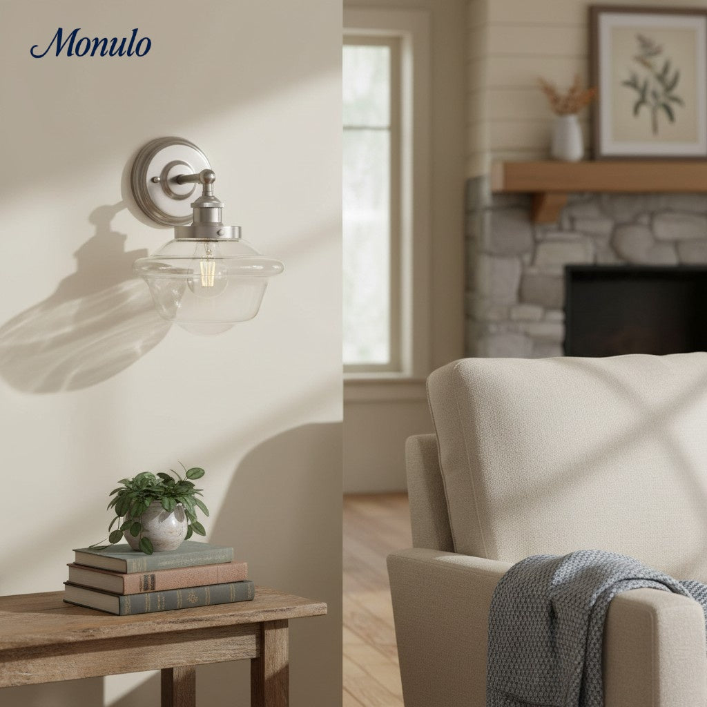 Crelina Clear oder Milchglas Industrielle Wandleuchte – Moderne Badezimmer-Waschtischbeleuchtung