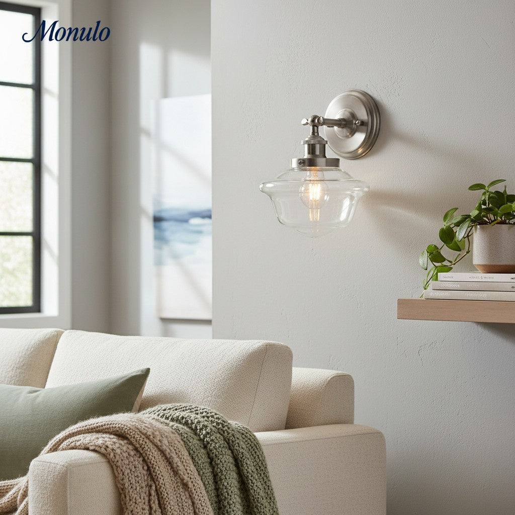 Crelina Clear oder Milchglas Industrielle Wandleuchte – Moderne Badezimmer-Waschtischbeleuchtung