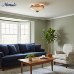 Load image into Gallery viewer, Lustrielle Vintage Artistic Crystal Glass Flush Mount Ceiling Light for Modern Interiors
