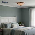 Load image into Gallery viewer, Lustrielle Vintage Artistic Crystal Glass Flush Mount Ceiling Light for Modern Interiors
