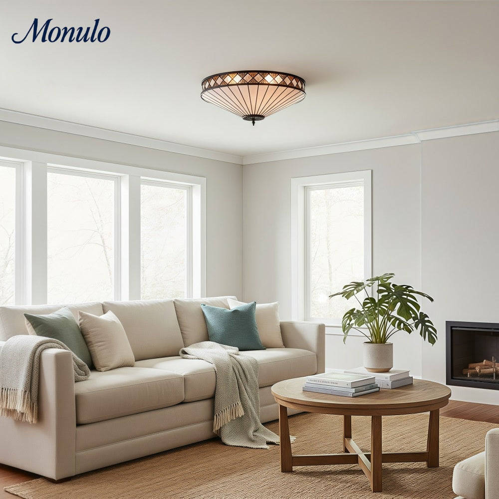 Lustrielle Vintage Artistic Crystal Glass Flush Mount Ceiling Light for Modern Interiors