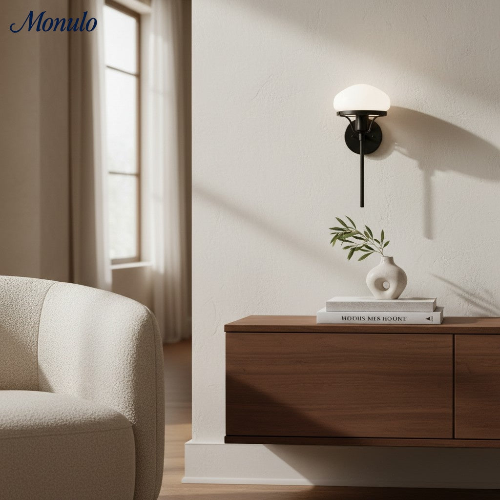 Ornato Luxe Minimalist Black Matte Wall Lamp - Contemporary Wall Mounted Fixture for Bedroom