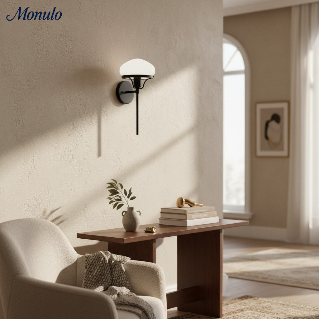 Ornato Luxe Minimalist Black Matte Wall Lamp - Contemporary Wall Mounted Fixture for Bedroom