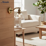 Load image into Gallery viewer, Driscoll Minimalist Clear Glass &amp; Brass Wall Sconce – Adjustable Modern Wall Light for Bedroom or Hallway
