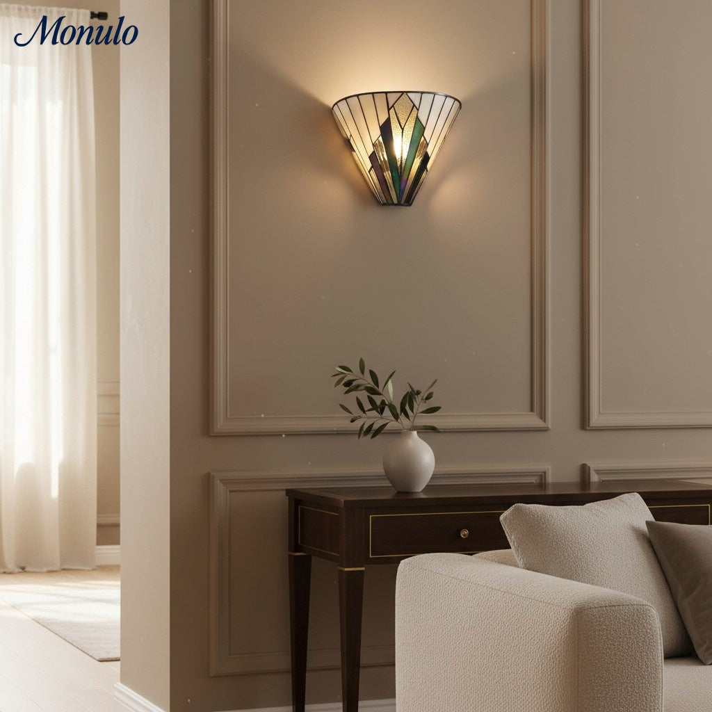 Verdura Tiffany Inspired Artistic Glass Wall Light – Accent Wall Fixture for Home