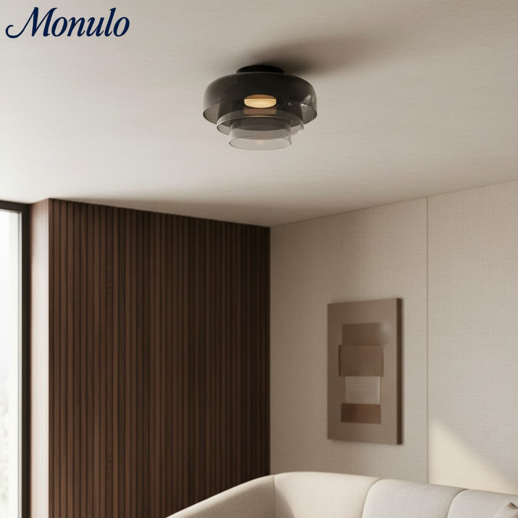 Verdoma Applique Plafonnier en Verre Multicouche Sculptural Design Moderne Scandinave pour Espaces de Vie