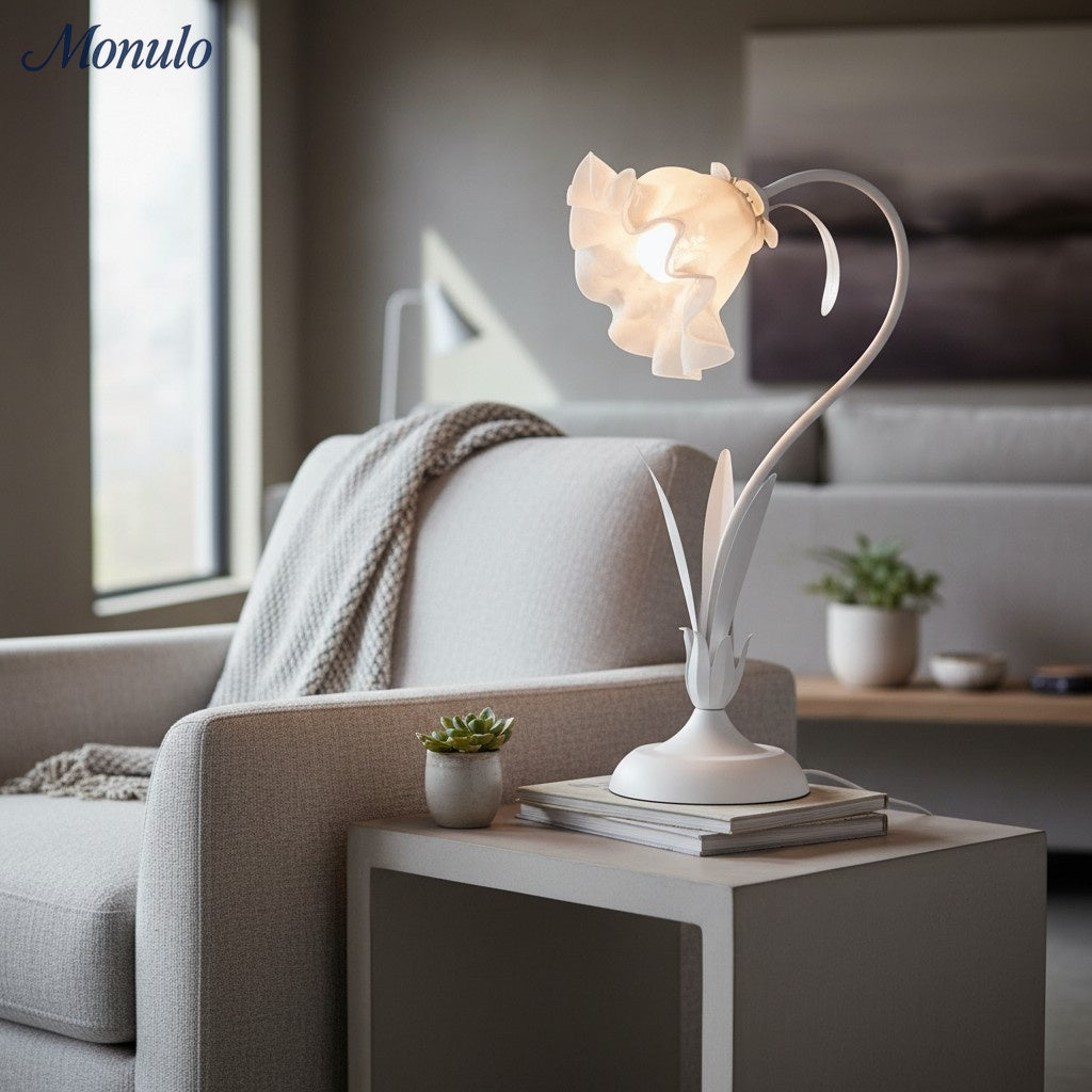 Verdoma Lily Flower Adjustable Table Lamp with Elegant Floral Shade for Bedroom and Living Room