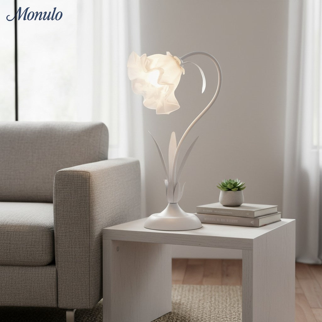Verdoma Lily Flower Adjustable Table Lamp with Elegant Floral Shade for Bedroom and Living Room