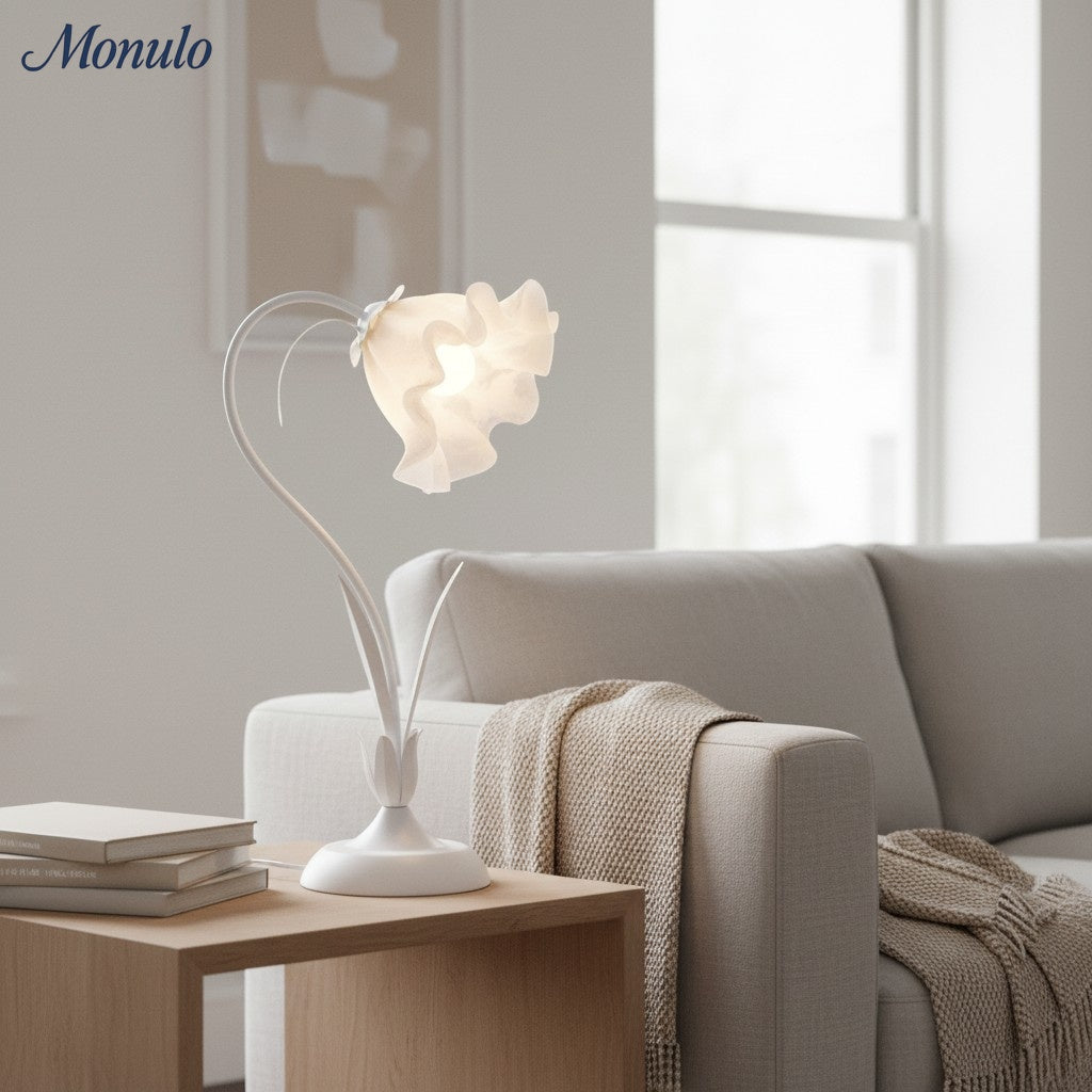 Verdoma Lily Flower Adjustable Table Lamp with Elegant Floral Shade for Bedroom and Living Room