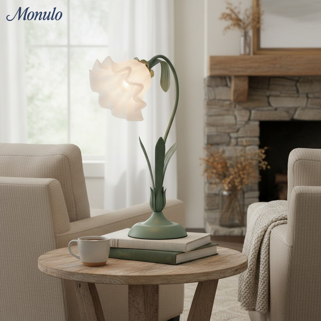 Verdoma Lily Flower Adjustable Table Lamp with Elegant Floral Shade for Bedroom and Living Room